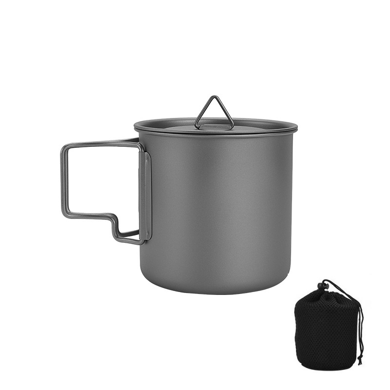 Camping Cooking Backpack - Titanium Camping Mug with Folding Handle