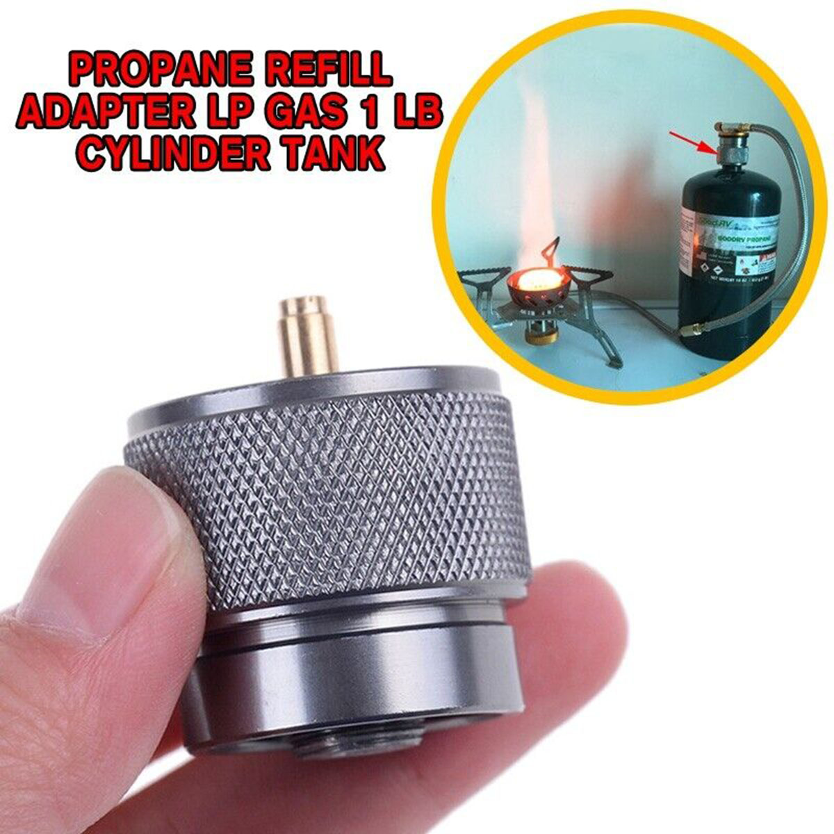 Camping Cooking Canister - 1/2Pc Gas Stove Refill Adapter Cylinder
