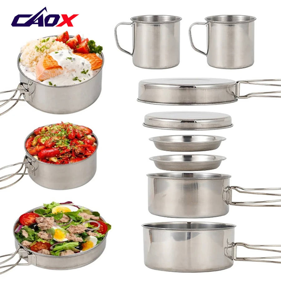 CAOX 8pcs/Set Camping Cookware - огляд і ціна Camping Cooking Mess Kit