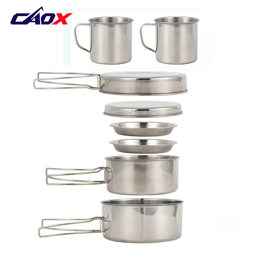 CAOX 8pcs/Set Camping Cookware - огляд і ціна Camping Cooking Mess Kit