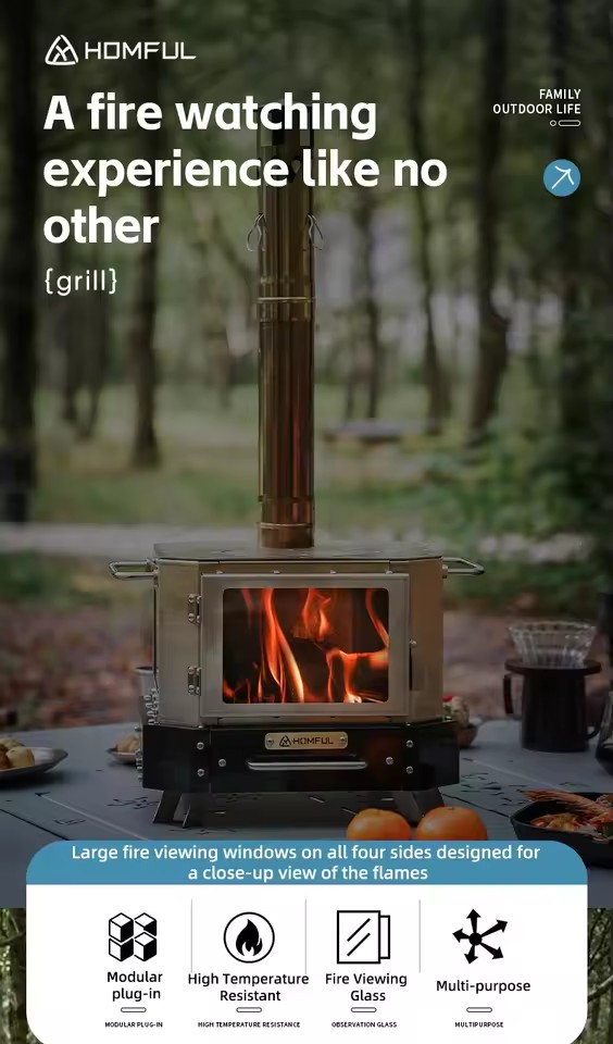 HOMFUL Portable Firewood Stove - огляд і ціна Camping Cooking Windshield