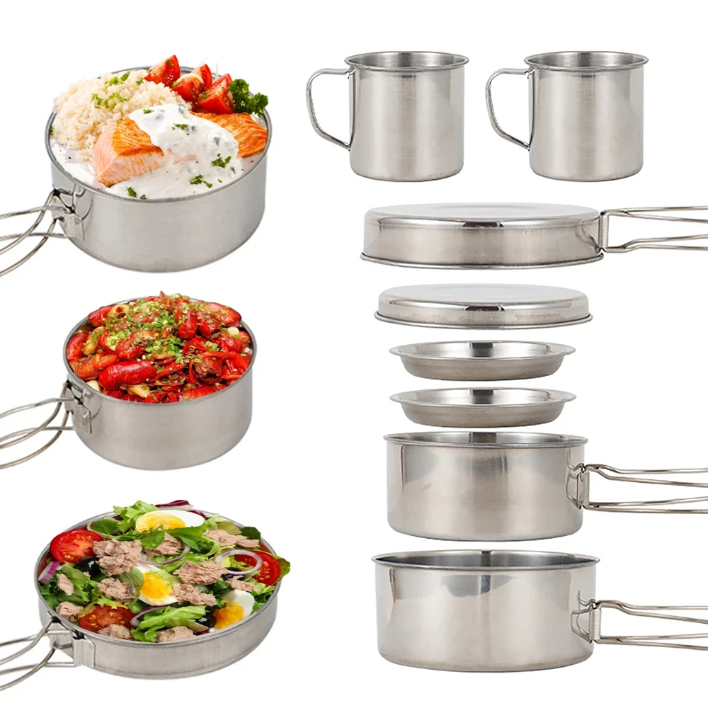 8pcs/Set Camping Cookware Mess - огляд і ціна Camping Cooking Backpack