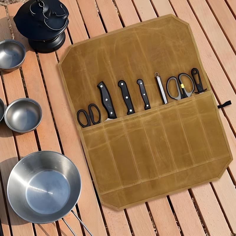 Waxed Canvas Chef Knife Roll M - огляд і ціна Camping Cooking Organizer