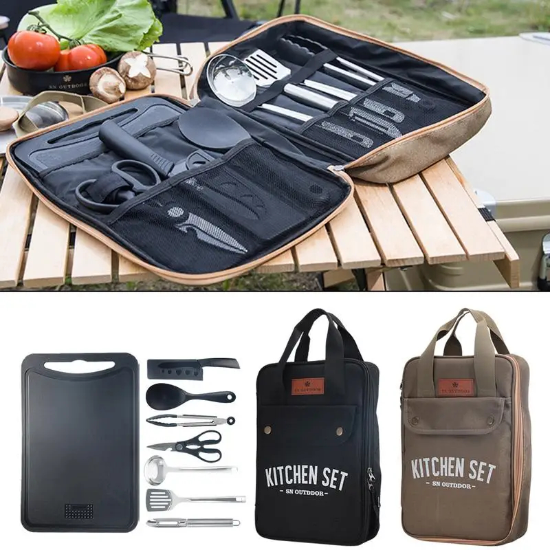 8pcs Camping Kitchen Cookware  - огляд і ціна Camping Cooking Utensils Storage