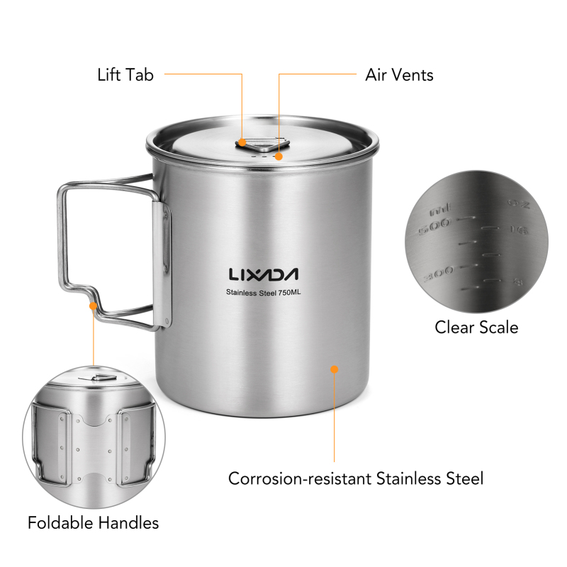 Lixada 750ml Cup Outdoor Stain - огляд і ціна Camping Cooking Backpack